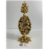 Image 2 : Gorgeous 1960's High End Stylebuilt NYC Gold Filigree Perfume Bottle w/Glass Vial & Dauber Intact - 