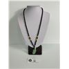 Image 1 : 2 Sided Carved Jade Pendant & Beaded Necklace Approx. 26" Long without Pendant