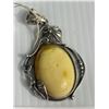 Image 2 : Large Vintage Sterling Silver .925 Hand Made Butterscotch Baltic Amber Pendant 2.25" Signed EU-Teste