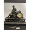 Image 1 : Vintage Bronze Metal & Stone Figural Mantel Clock. Heavy. As Found. Approx. 16" Tall. Approx. 19"x6"