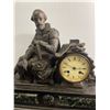 Image 2 : Vintage Bronze Metal & Stone Figural Mantel Clock. Heavy. As Found. Approx. 16" Tall. Approx. 19"x6"