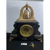 Image 1 : Vintage Very Ornate Wood & Brass Mantel Clock. As Found. Approx. 17 1/2" Tall, Base Approx. 15 1/2" 