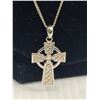 Image 2 : Vintage Sterling Silver Hallmarked Celetic Island Cross w/ 925 Chain