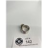 Image 2 : Very Wide, Large 925 Sterling Silver Ring w/Pearl, Marked PJS