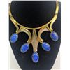 Image 2 : Vintage Gorgeous Silver & Bronze Original Morita Gil, w/Lapis Lazul Stones Choker Necklace