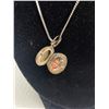 Image 2 : Vintage 925 Sterling Silver Picture Locket w.Engraving w/Sterling Silver Chain