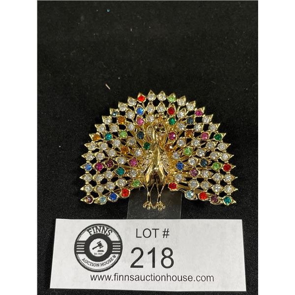 1 Peacock Rhinestone Brooch