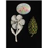 Image 1 : Beautiful Green Leaf Brooch & White Enamel Brooch & Handpainted One