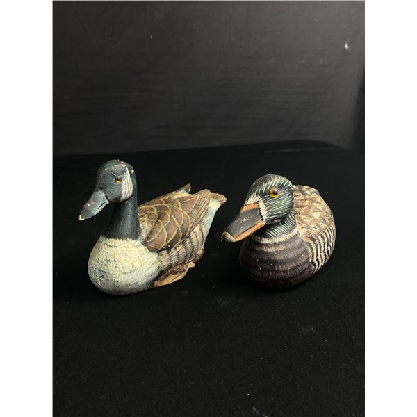 2 Vintage Wood Ducks, Hand Painted