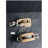 Image 1 : 2 Vintage Wooden Pullys w/Metal Hardware