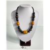 Image 1 : Beautiful Vintage Chunky Necklace with 3 Bakelite Orange Beads.