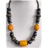 Image 2 : Beautiful Vintage Chunky Necklace with 3 Bakelite Orange Beads.