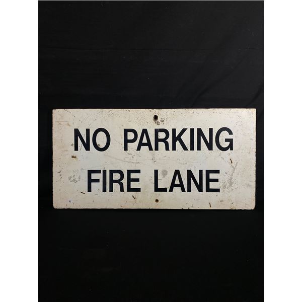 Vintage Wood "No Parking Fire Lane" Sign Approx. 12" x 24"