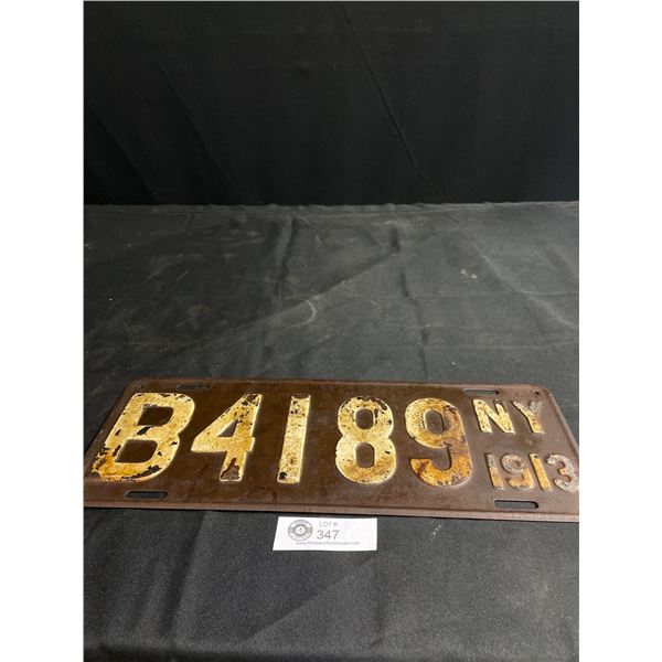 1913 New York License Plate