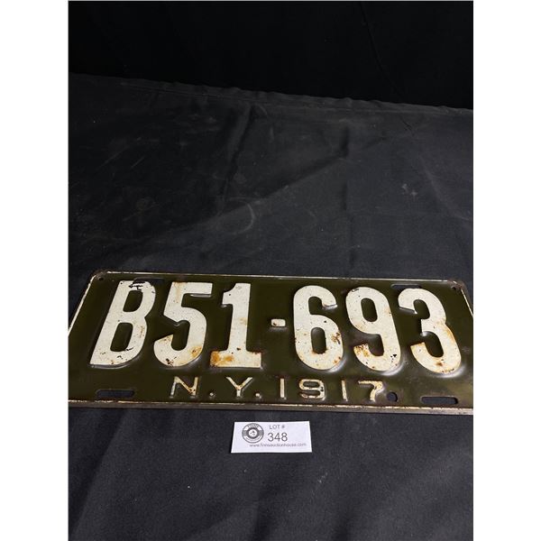 1917 New York License Plate