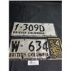 Image 1 : 1954 British Colmbia License Plates 1 Has a Good Tab