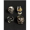 Image 1 : Assortment of 4 Nice Biker Rings Comes with Wooden Storage Box