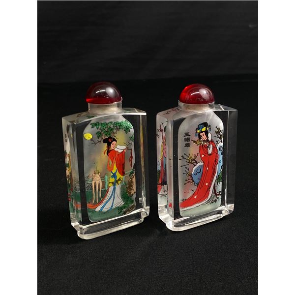 Pair Of Interior Painted Chinese Snuff Bottles