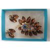 Image 2 : Rhinestone Broach and Earring Set - Unmarked