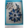 Image 2 : Rhinestone Broach and Earring Set Unmarked