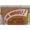 Image 2 : Eatons Mail Order Merchandise Painted Wood Sign 18 1/2'' x 24''