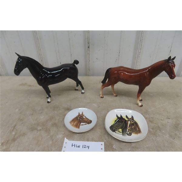 2 Porcelain Horses - 1 Beswick, 1 Made in Germany - Both Have Repairs , 2