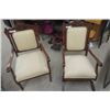 Image 1 : Pair of Wood and Upholstered Chairs - 1 is Platform Rocker, Other is on Wheels