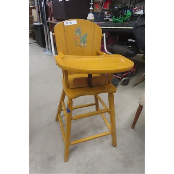 Vintage Wood Baby High Chair