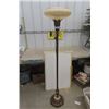 Image 1 : Antique Torchier Floor Lamp Metal Base with Marble and Metal Pole, Shade Has a Chip 65'' Tall