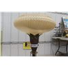 Image 2 : Antique Torchier Floor Lamp Metal Base with Marble and Metal Pole, Shade Has a Chip 65'' Tall