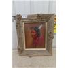 Image 1 : Framed Indigenous Oil on Canvas with Rustic Wooden Framed 18.5" x 21.5"