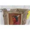 Image 2 : Framed Indigenous Oil on Canvas with Rustic Wooden Framed 18.5" x 21.5"