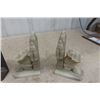Image 2 : 3 Sets of Bookends ; Brass + Alabaster & Vase