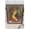 Image 2 : 2 Antique Framed Pictures + Oval Mirrored Clock - Largest 