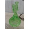 Image 2 : 2 Vintage Glass Items; Luminescent Green Lady Lamp Base? + Pink Lady Lamp