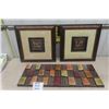 Image 1 : 2 Matching Framed Pictures 20.5" x 20.5" & Metal Wall Art 13.5" x 35.5" 