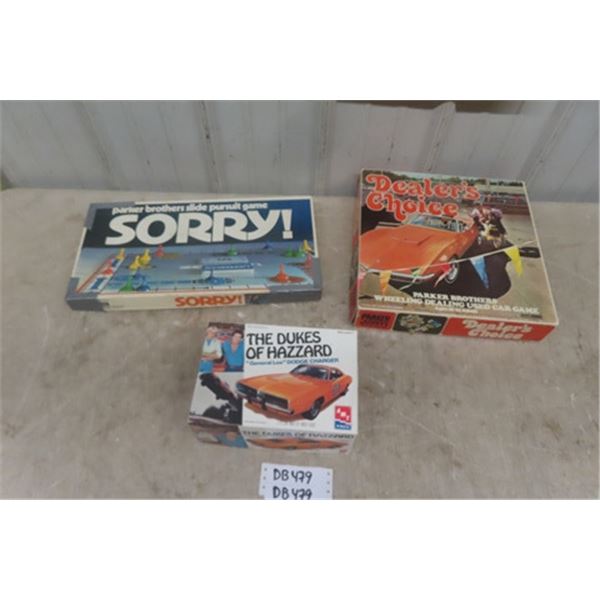 1997 Dukes of Hazard Model Kit, Dealers Choice + Sorry Board Games