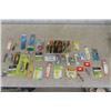 Image 1 : 30 Vintage Fishing Lures + Hooks in Packages, Plastic Tray with Many Used