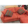 Image 2 : Nice Velour / Cloth Couch with Ottoman, Chrome Feet + 4 Pillows 76" Wide