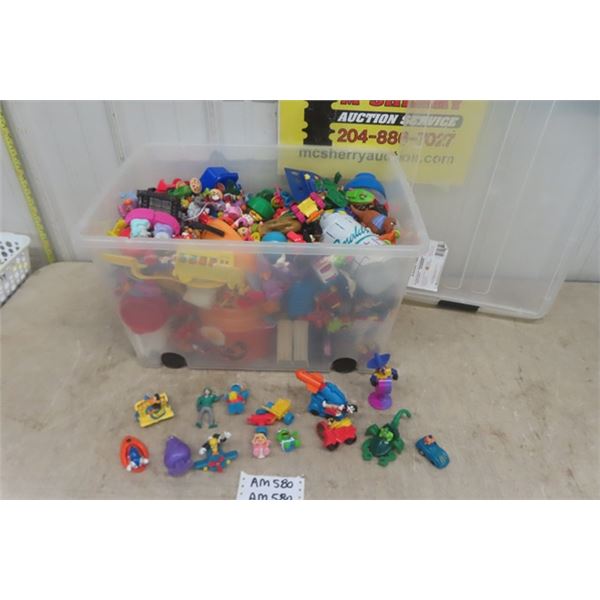 21 Gal Plastic Bin Full of McDonalds Kid's Meal Toys ; Loony 