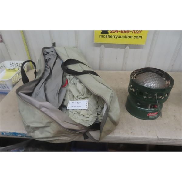 4 Man Tent in a Bag + Coleman Portable Heater 3000-5000 BTU