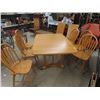 Image 1 : Oak Table 29" x 43" x 64" with (2) 18" Leaves & 6 Chairs