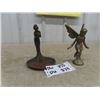 Image 1 : 2 Vintage Cast Iron Art Nouveau Figures ; Nude Measures 6.5" Tall ,