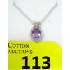 Image 1 : Purple Amethyst & Diamond Sterling Silver Pendant