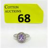 Image 1 : Amethyst & Diamond Sterling Silver Cocktail Ring 