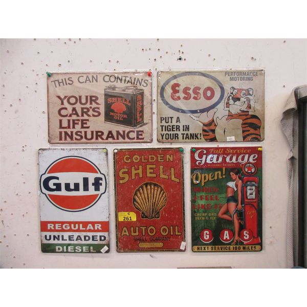 5 New Metal Garage & Gas Theme Wall Signs - 8" x 12"