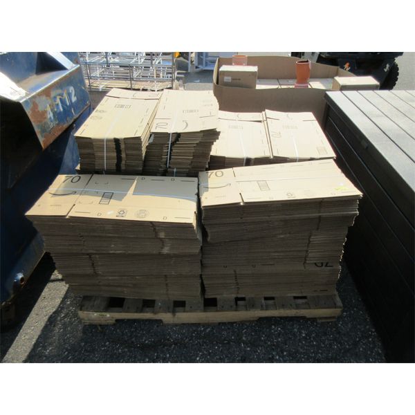 Skid of New Slim Cardboard Shipping Boxes