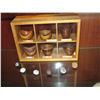 Image 1 : Qty 6 Mini Bowls: Koa, Norfolk, Milo, Sandalwood, Mango & Macadamia w/ Wooden Display Case 13"x9"