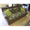 Image 2 : Woven Sofa, 2 Chairs & Ottoman Set w/ Tropical Print Cushions 80"x24"x33"H