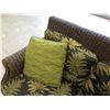 Image 8 : Woven Sofa, 2 Chairs & Ottoman Set w/ Tropical Print Cushions 80"x24"x33"H